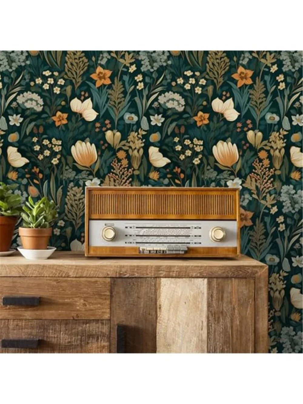 Dark Floral Peel Stick Wallpaper Vintage Vinyl Removable Contact Paper Decor